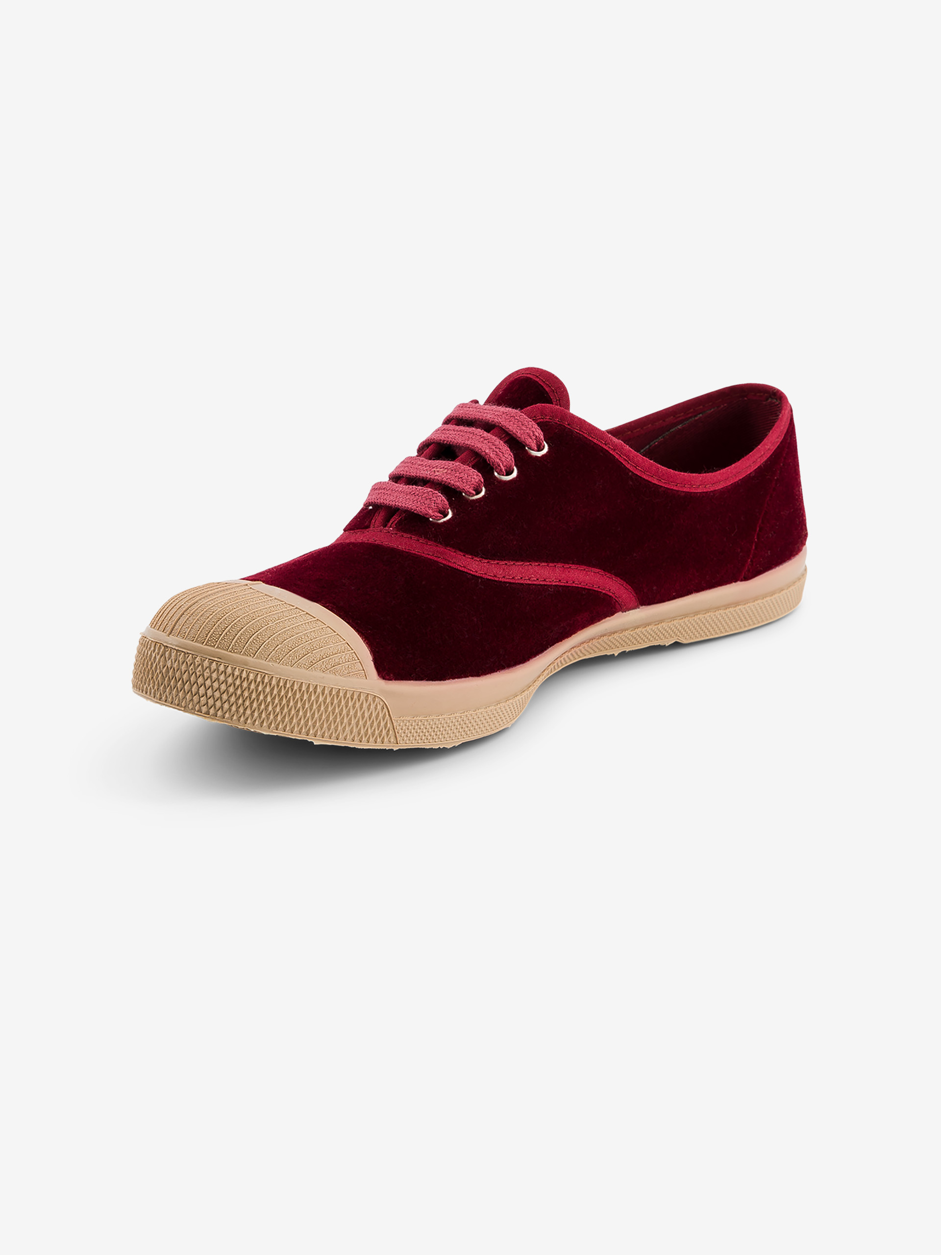 Women's lace-up velour sneakers -  Bordeaux , Tennis & Shoes Bensimon
