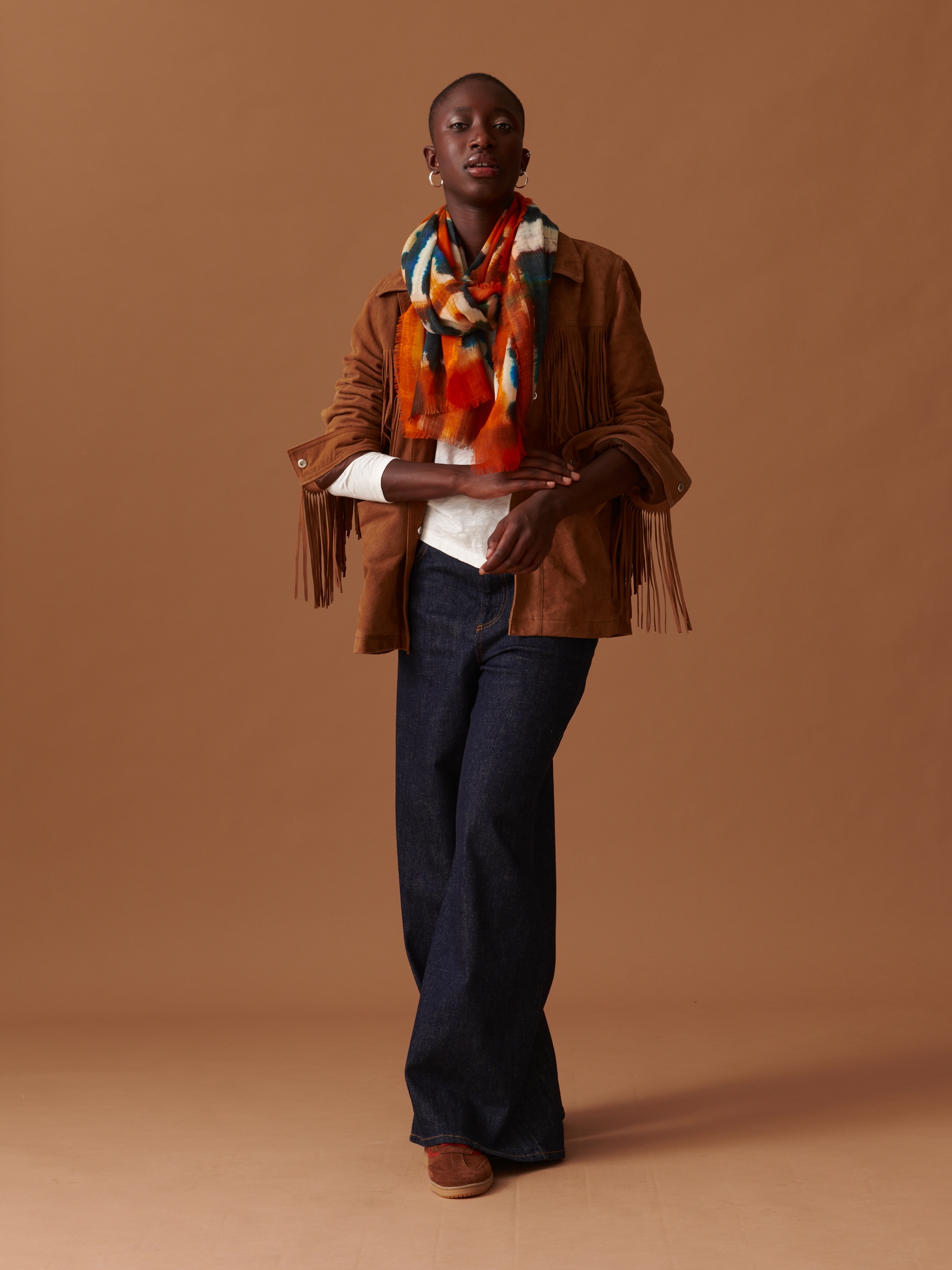 TIE & DIE SCARF -  Orange , Ready-to-wear Bensimon