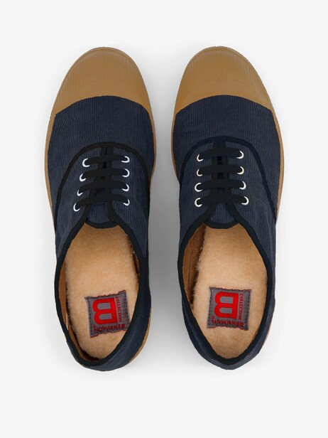 WOMEN'S CORDUROY LACE-UP TENNIS SHOES -  Marine , Tennis & Shoes Bensimon