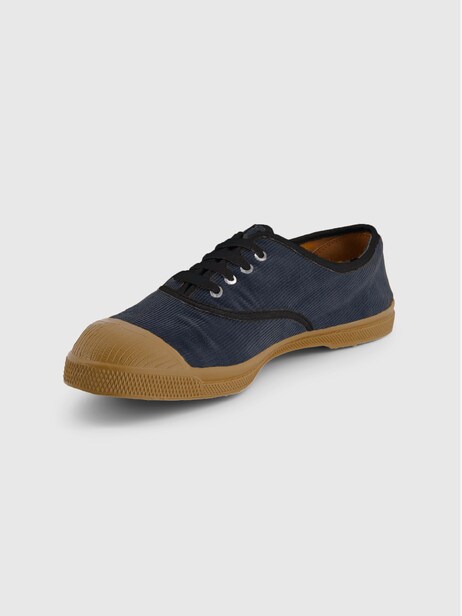 WOMEN'S CORDUROY LACE-UP TENNIS SHOES -  Marine , Tennis & Shoes Bensimon