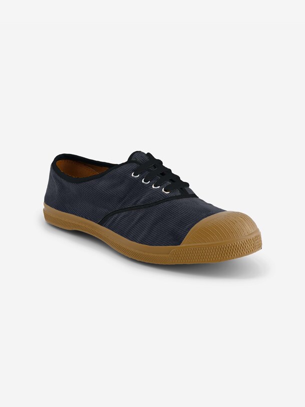 WOMEN'S CORDUROY LACE-UP TENNIS SHOES - Marine , Tennis & Shoes Bensimon