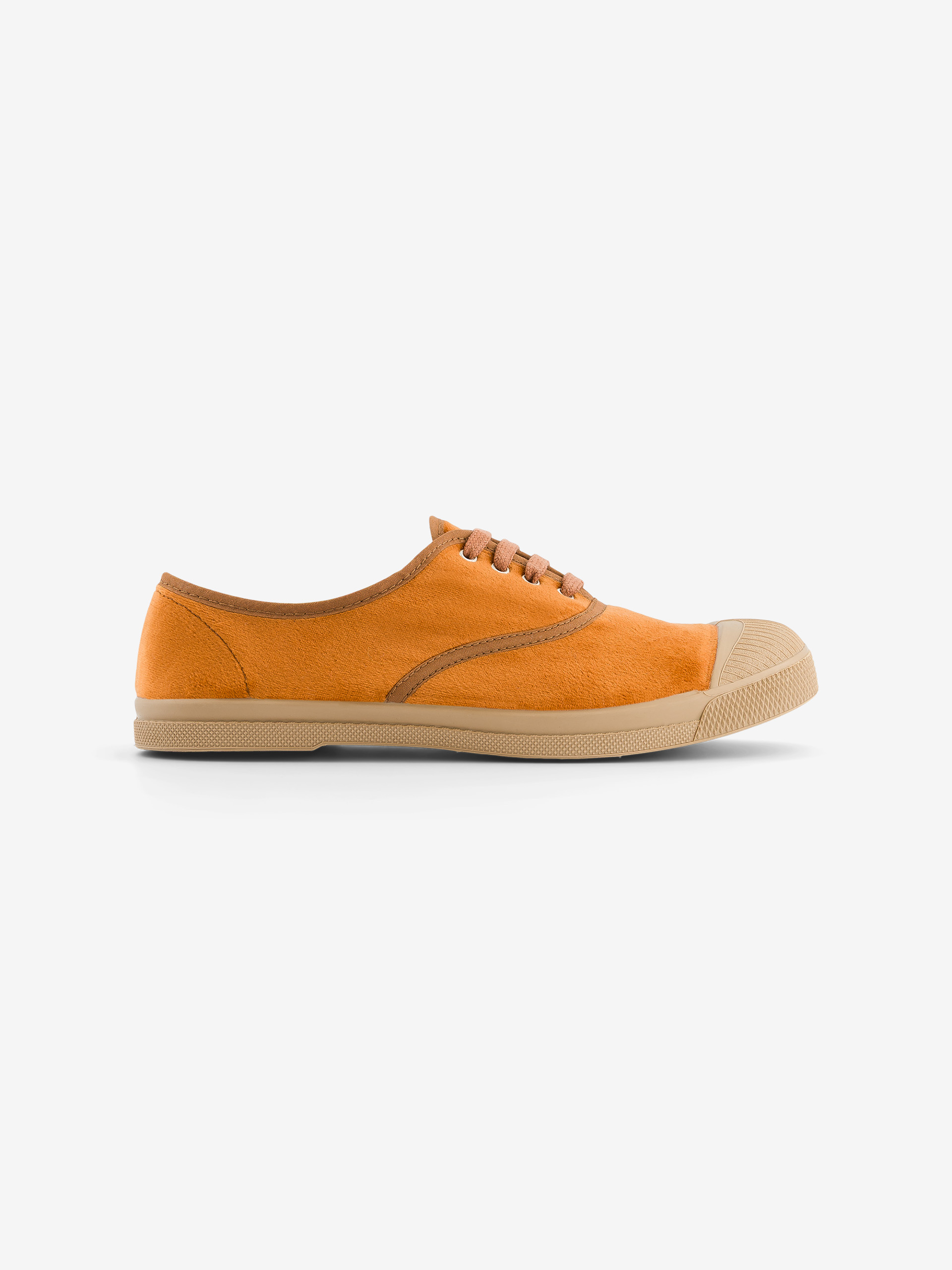 Women's lace-up velour sneakers -  Brick , Tennis & Shoes Bensimon