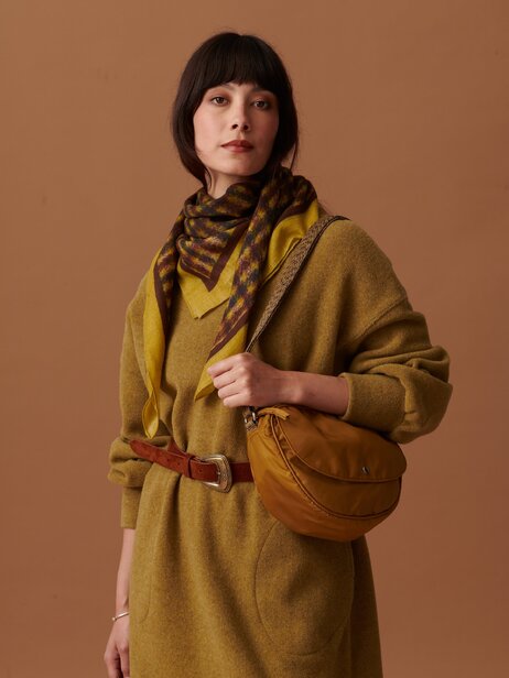 CHECKED SCARF -  Khaki , Ready-to-wear Bensimon