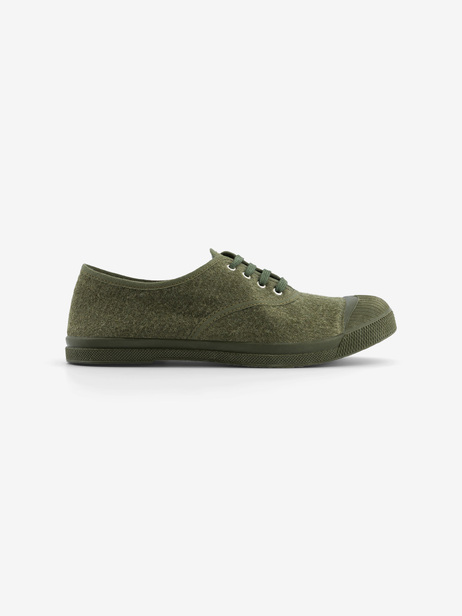 WOMEN'S LACE-UP FLANNEL TENNIS -  Khaki , Tennis & Shoes Bensimon