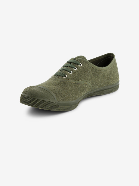 WOMEN'S LACE-UP FLANNEL TENNIS -  Khaki , Tennis & Shoes Bensimon
