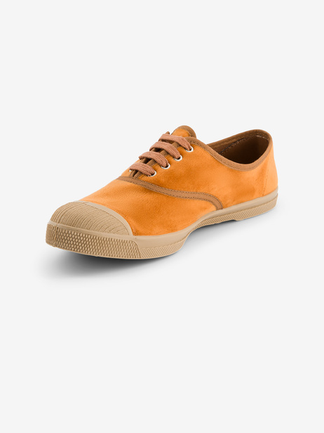 Women's lace-up velour sneakers -  Brick , Tennis & Shoes Bensimon
