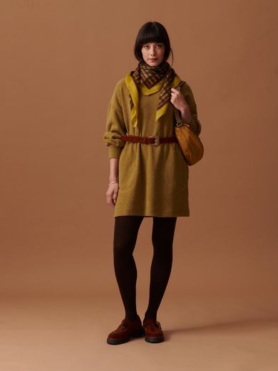 CHECKED SCARF -  Khaki , Ready-to-wear Bensimon