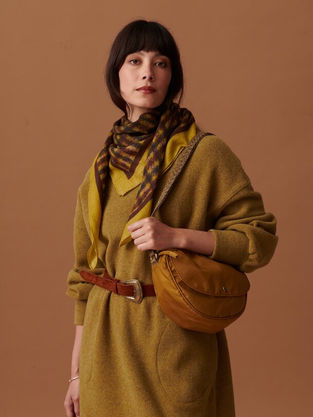 CHECKED SCARF -  Khaki , Ready-to-wear Bensimon