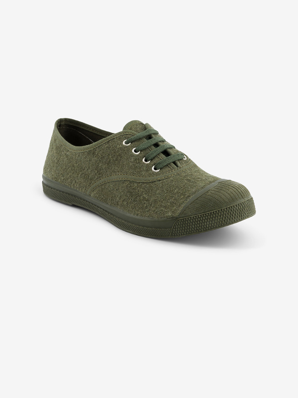 WOMEN'S LACE-UP FLANNEL TENNIS - Khaki , Tennis & Shoes Bensimon