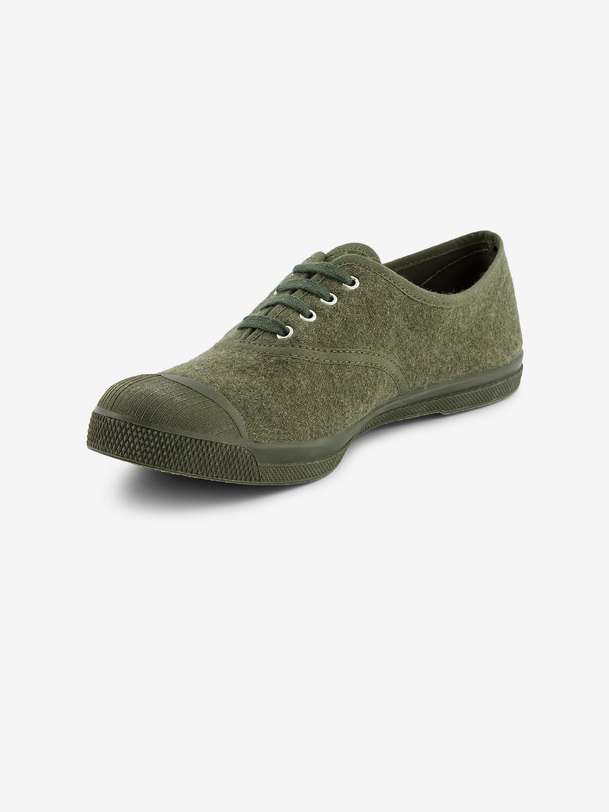 WOMEN'S LACE-UP FLANNEL TENNIS - Khaki , Tennis & Shoes Bensimon