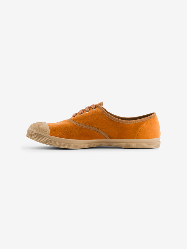 Women's lace-up velour sneakers -  Brick , Tennis & Shoes Bensimon