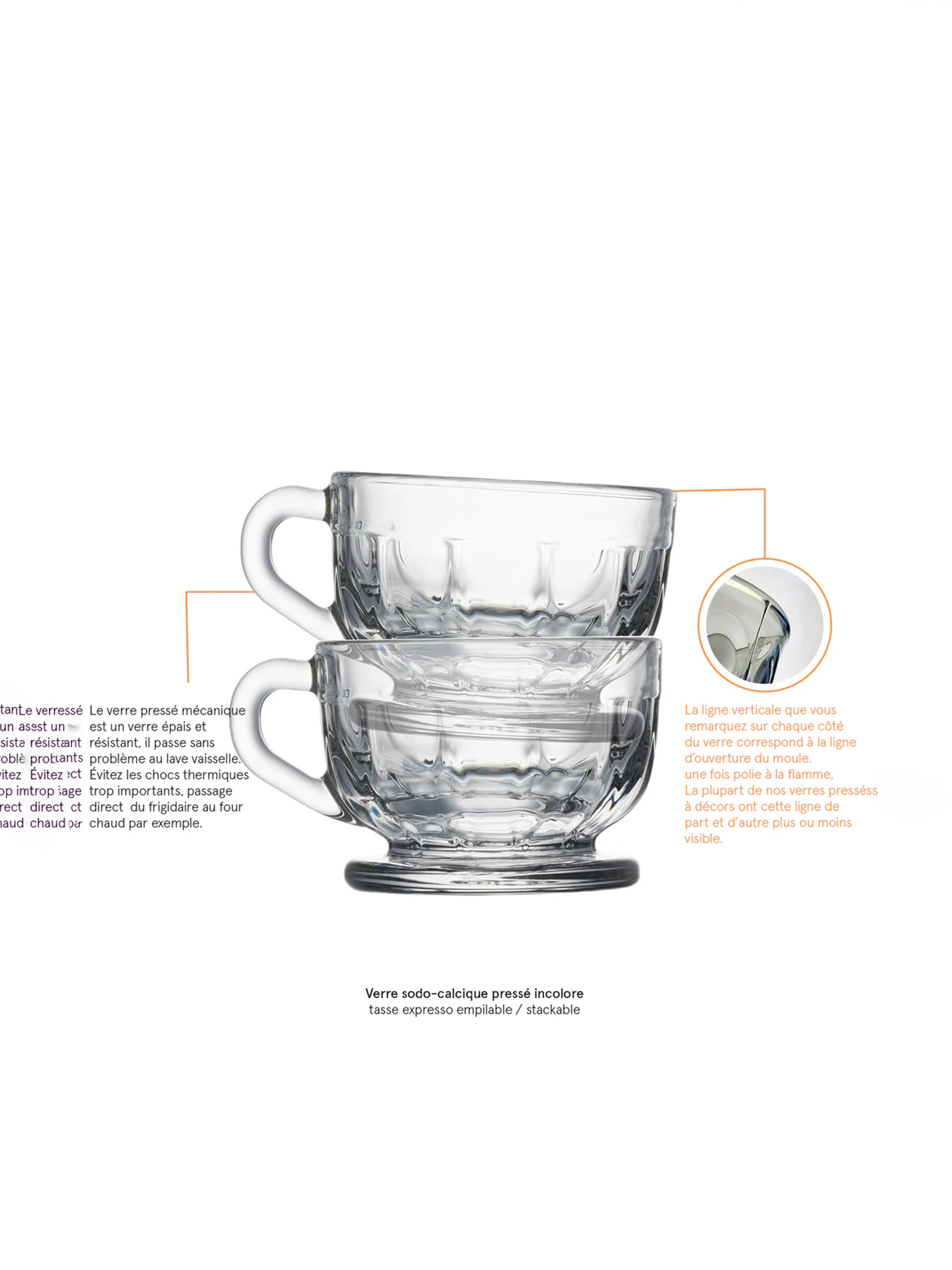 LOT DE 6 TASSES ESPRESSO - LA ROCHERE - Transparent , Home design Bensimon