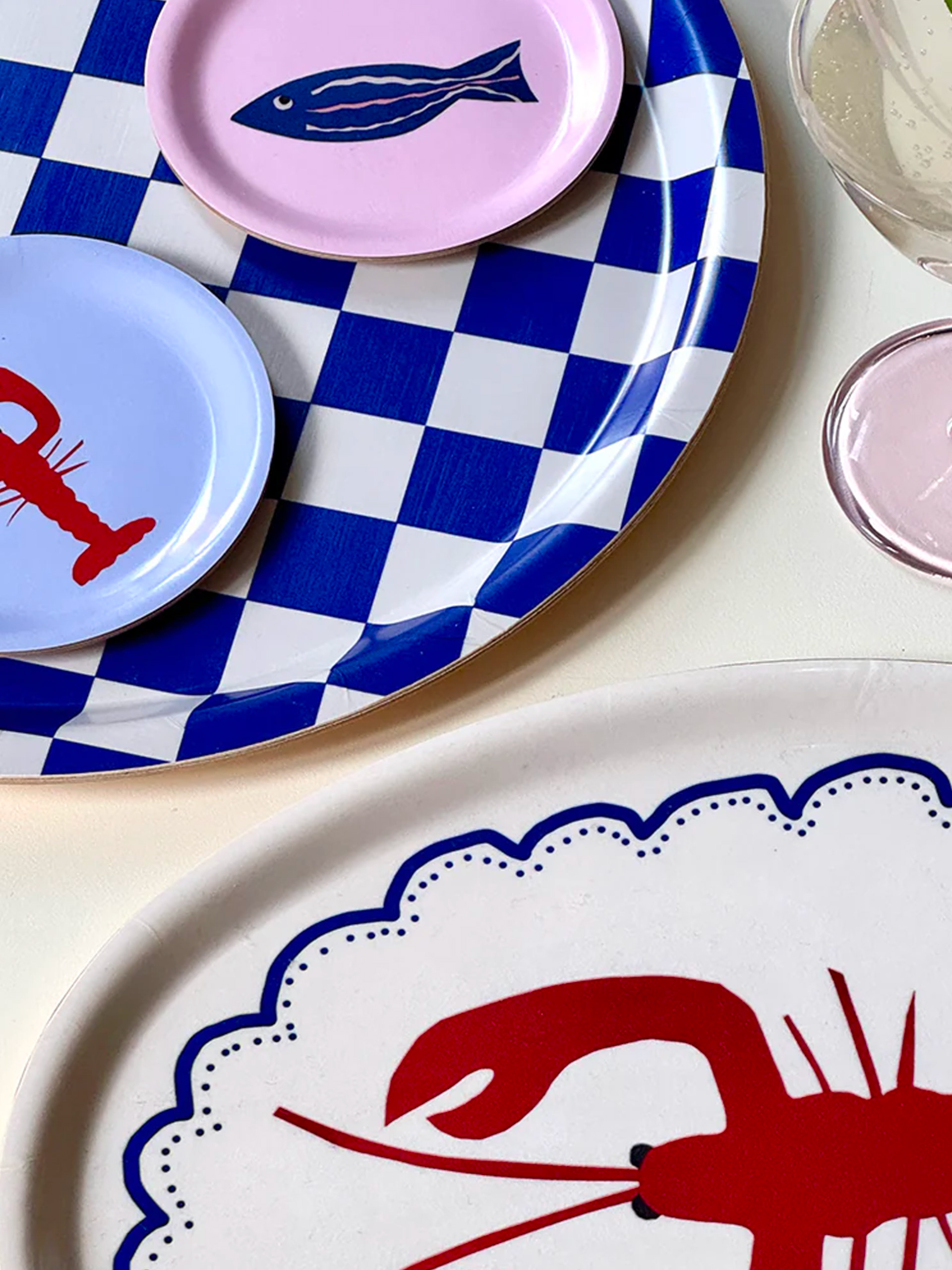 PLATEAU OVAL HOMARD - BLU KAT - White , Home design Bensimon