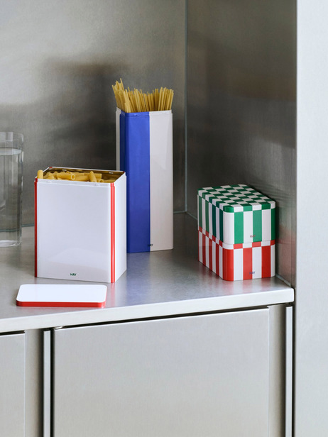 BOITE EN METAL SLIM BLEU/BLANC - HAY -  Blue , Home design Bensimon