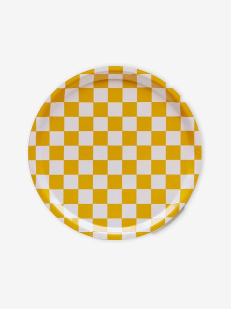 PLATEAU ROND VICHY - BLU KAT -  Mustard , Home design Bensimon