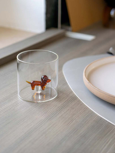 VERRE FIGURINE TECKEL - WD LIFESTYLE -  Brown , Home design Bensimon