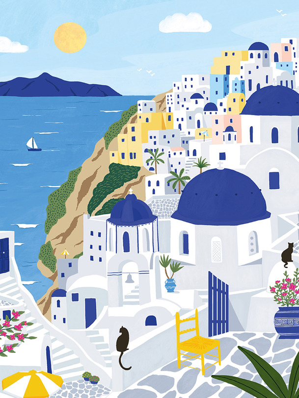 PUZZLE SANTORINI 500 PIECES - PIECE & LOVE -  Blue , Home design Bensimon