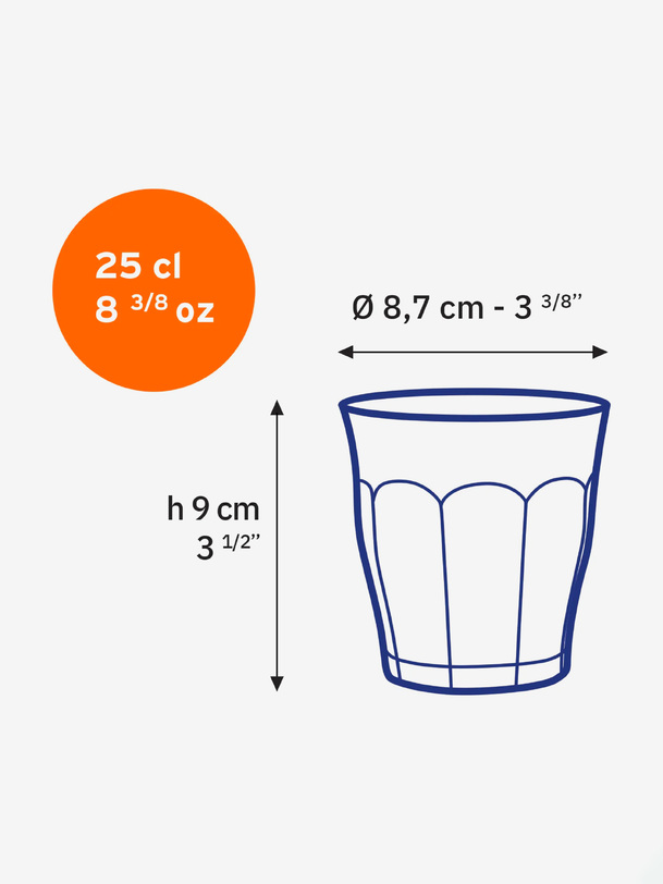 LOT DE 6 VERRES PICARDIE 25CL - DURALEX -  Marine , Home design Bensimon