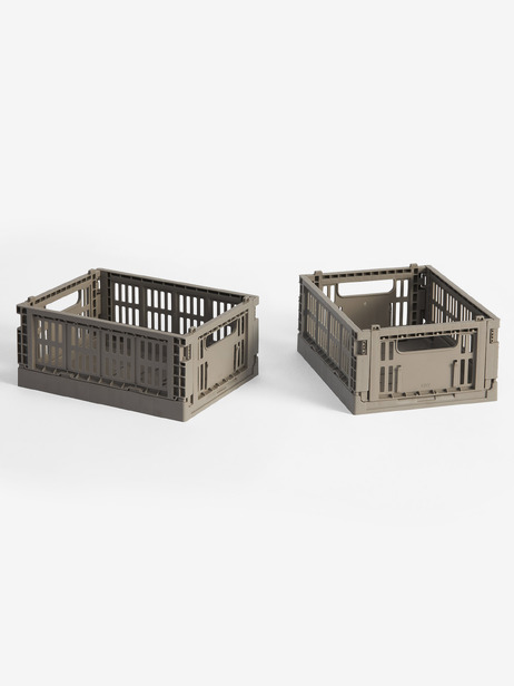 SET DE 2 MINI CAISSES CRATE WARM GREY - HAY -  Grey , Home design Bensimon