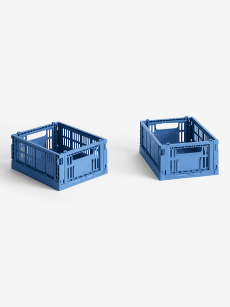 SET DE 2 MINI CAISSES CRATE BLEU ELECTRIQUE - HAY -  Blue , Home design Bensimon