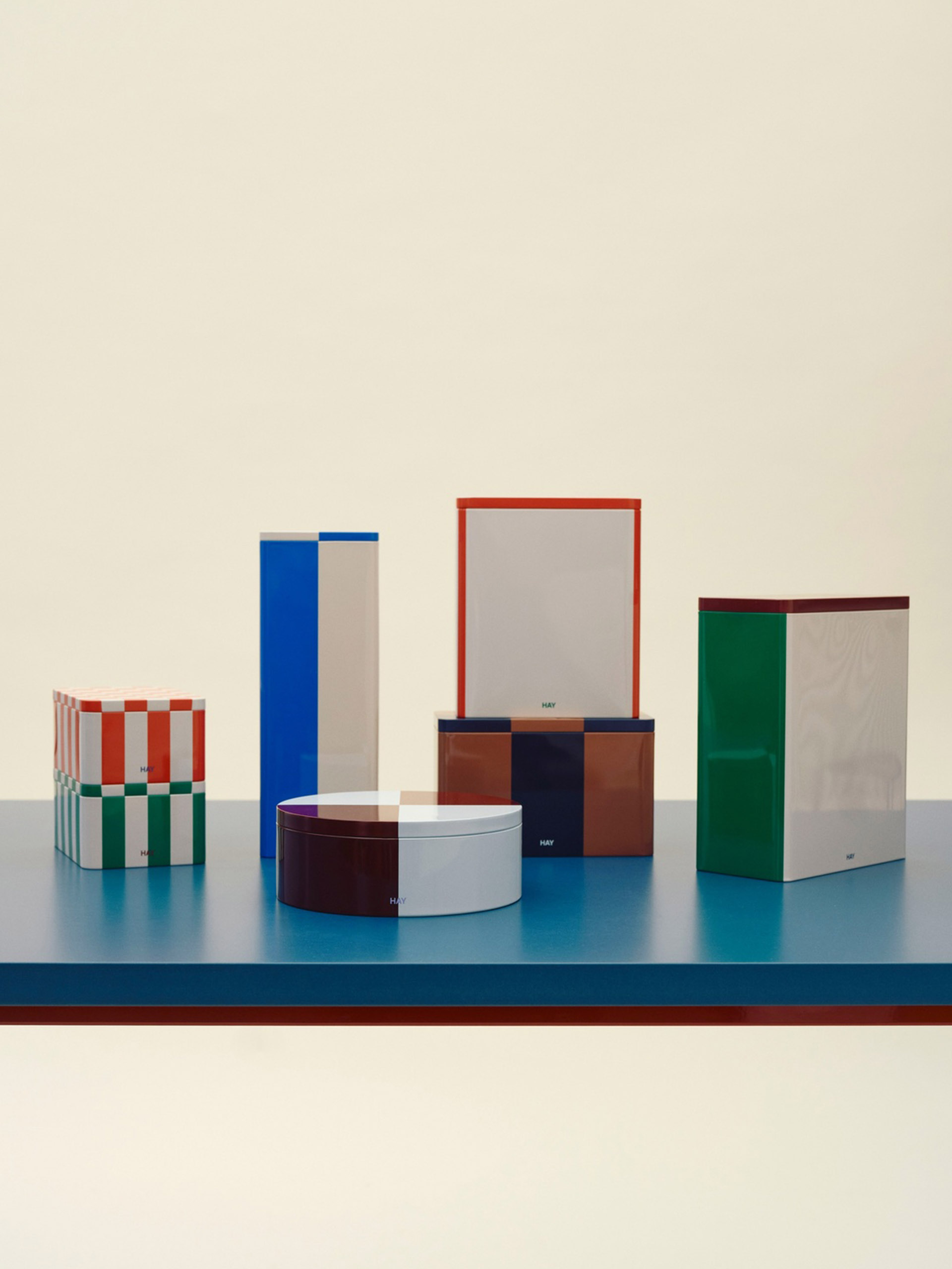 BOITE EN METAL TRICOLORE MARRON/VERT/BLANC - HAY -  Multicolored , Home design Bensimon