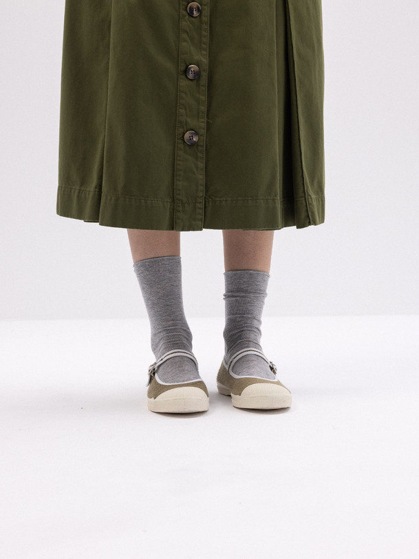 WOMEN'S TERRY-SIDE BABIES TENNIS SHOES -  Khaki , Tennis & Shoes Bensimon