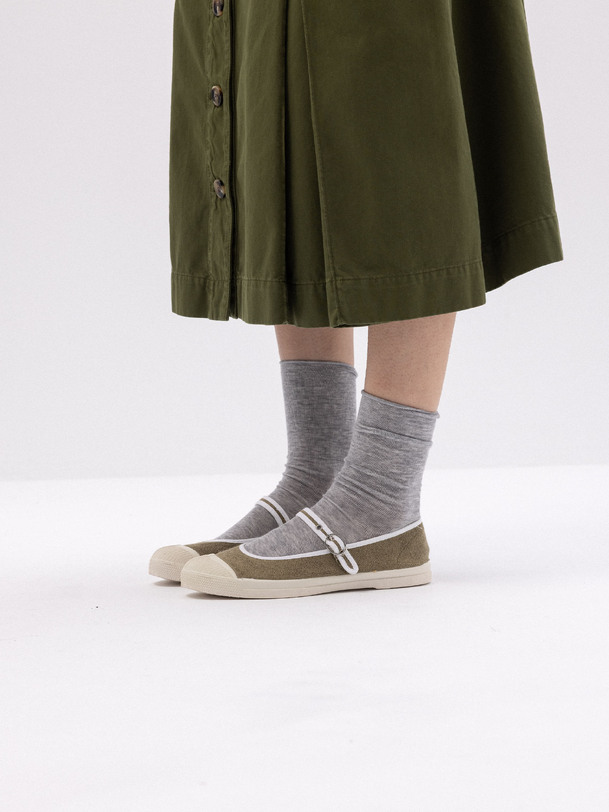 WOMEN'S TERRY-SIDE BABIES TENNIS SHOES -  Khaki , Tennis & Shoes Bensimon