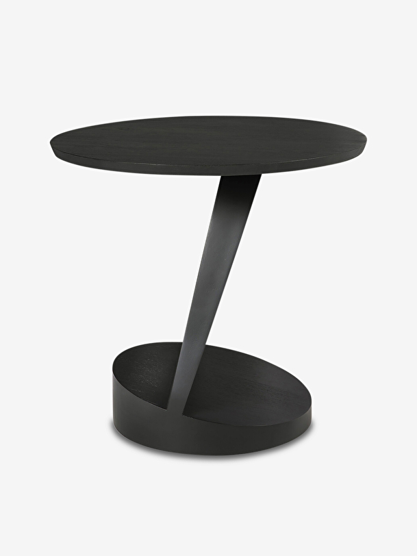 TEAK OBLIC BLACK SIDE TABLE D52 CM -  Black , Home design Bensimon