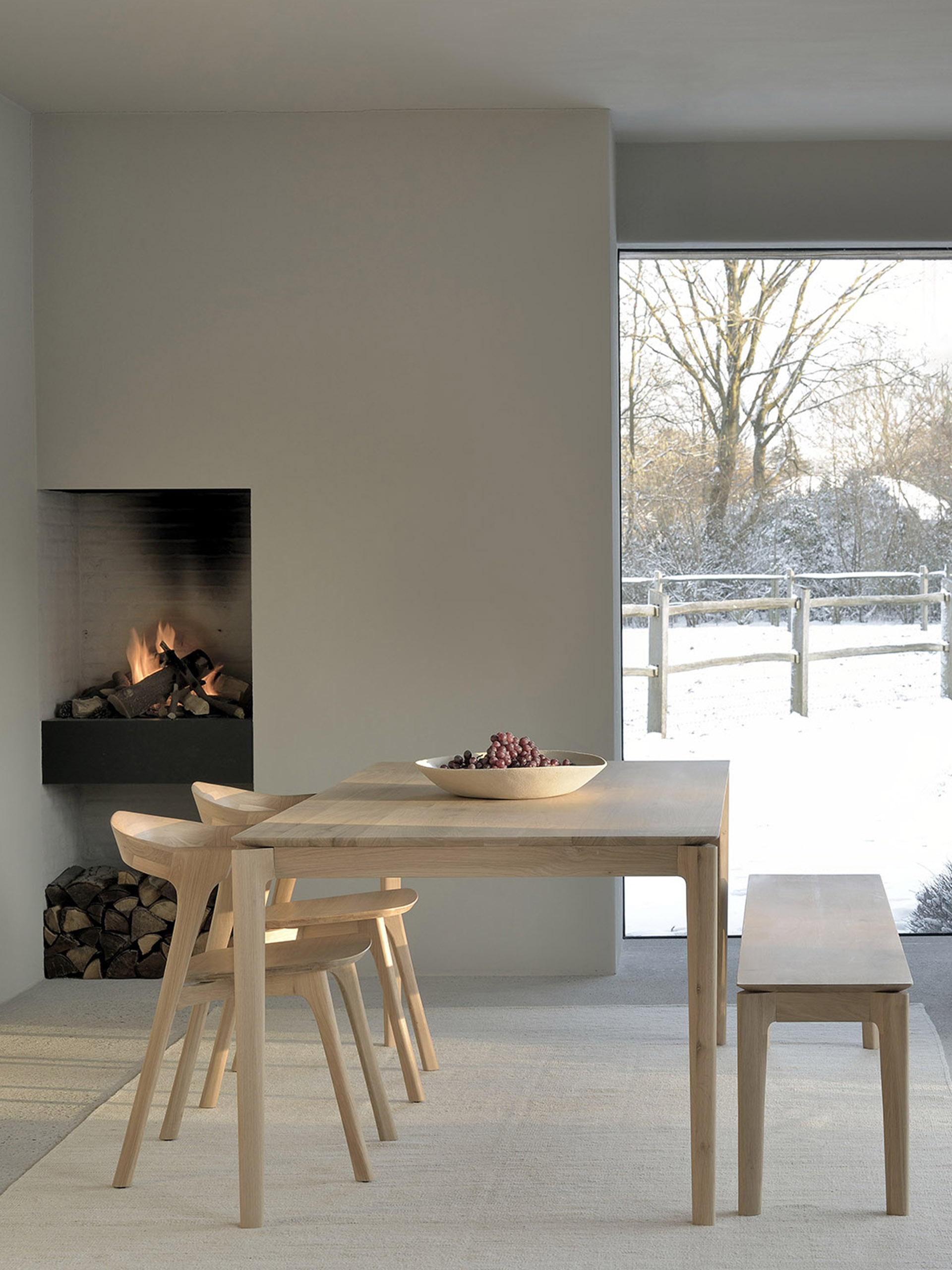 OAK BOK BENCH 166x35x46 - Light oak , Home design Bensimon