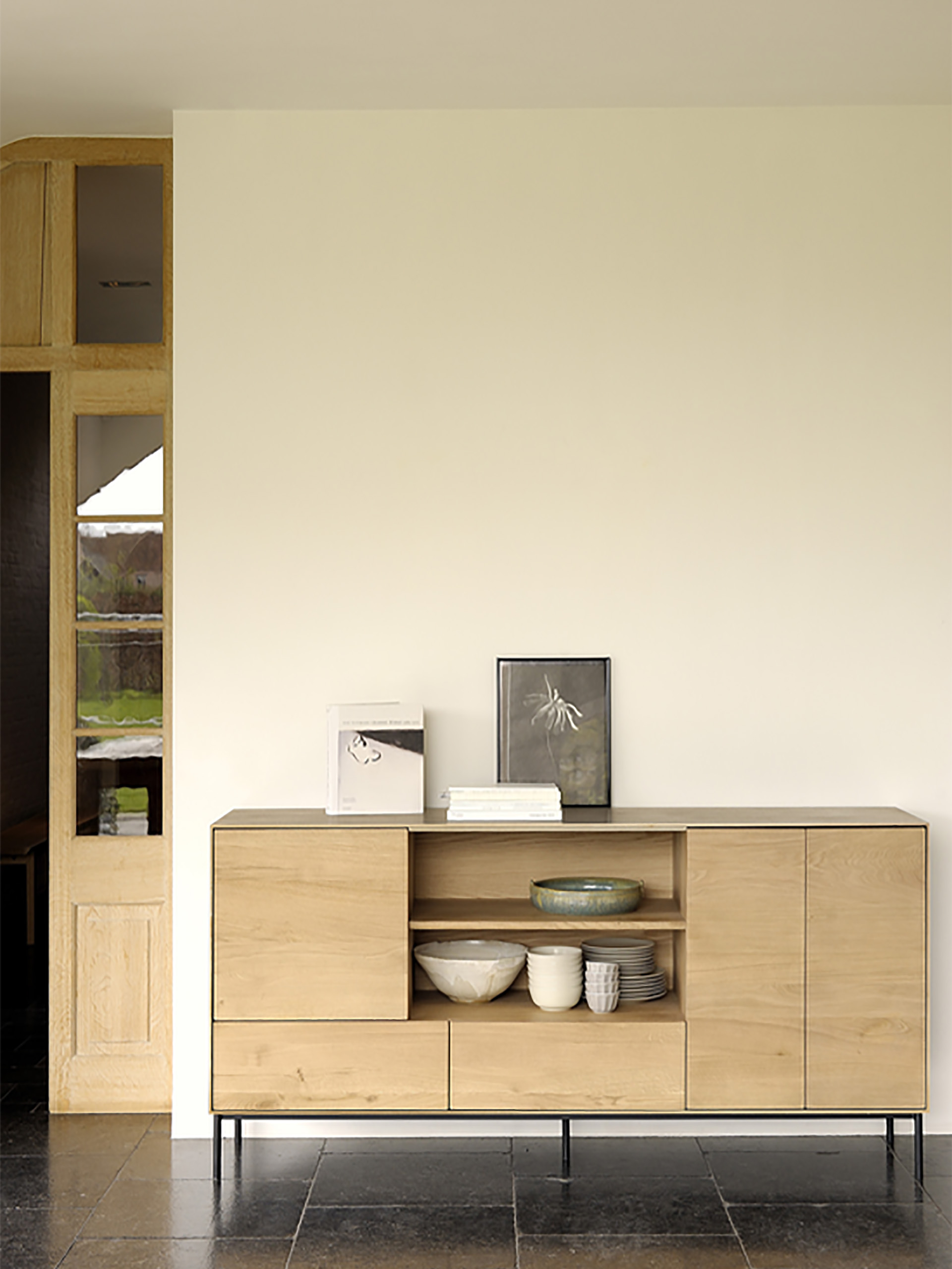OAK  WHITEBIRD SIDEBOARD -3 DOORS 2 DRAWERS -  Light oak , Home design Bensimon